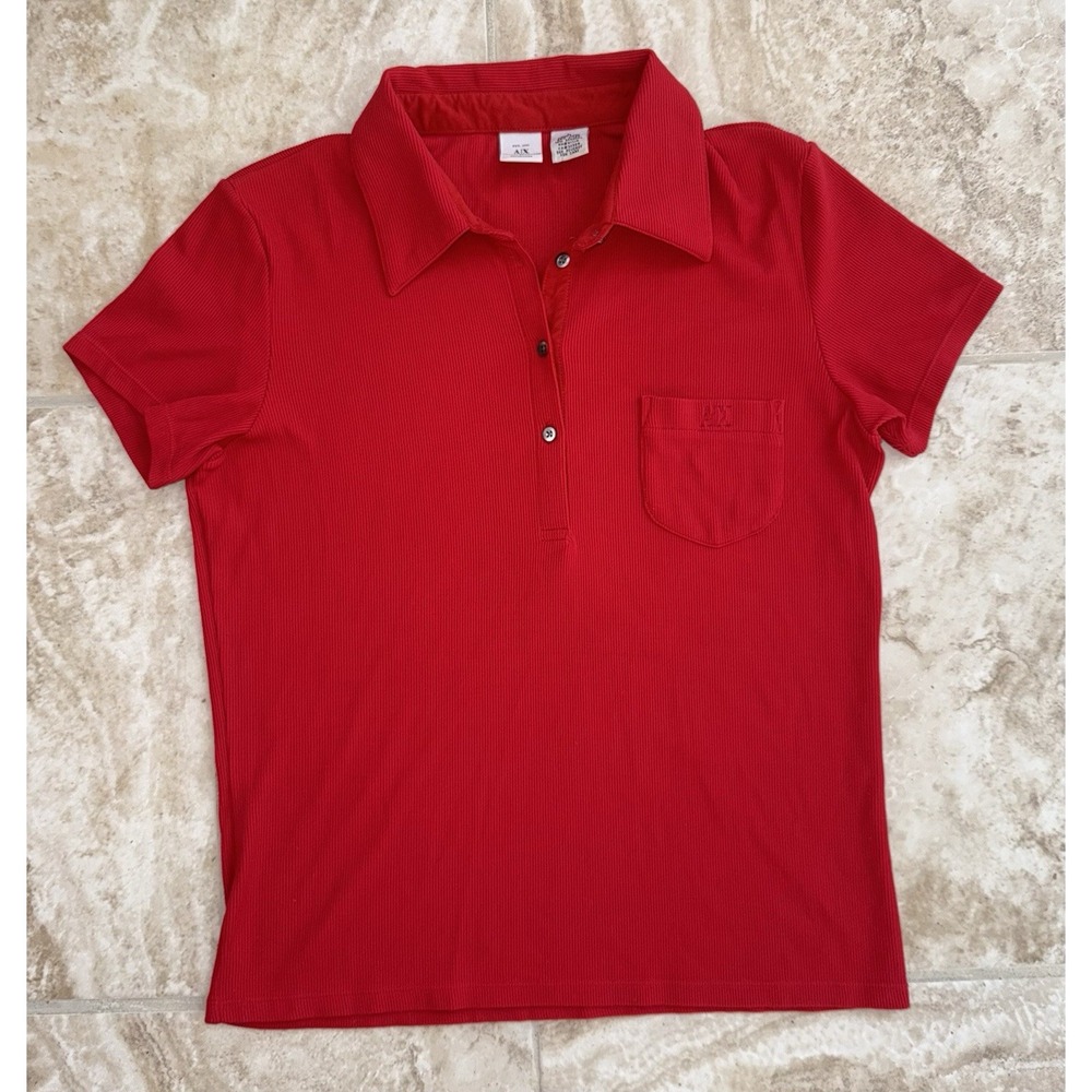 Armani Exchange Women's Ribbed Polo Shirt Size L